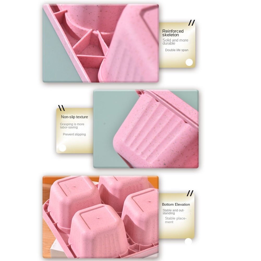 1pc Reusable Wheat Straw 4 Com - Meal Prep Box recension och pris